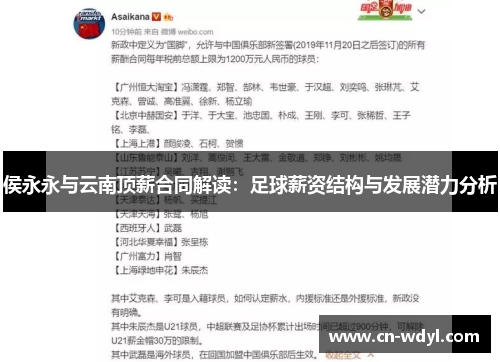 侯永永与云南顶薪合同解读：足球薪资结构与发展潜力分析